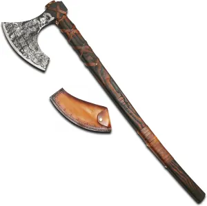 | 39” Two Handed Berserker Axe, Hand Forged Steel Axe,Norse Axe,Scandinavian Style Viking Axe,Viking Bearded Tactical,Functional Viking Axe, History of Viking