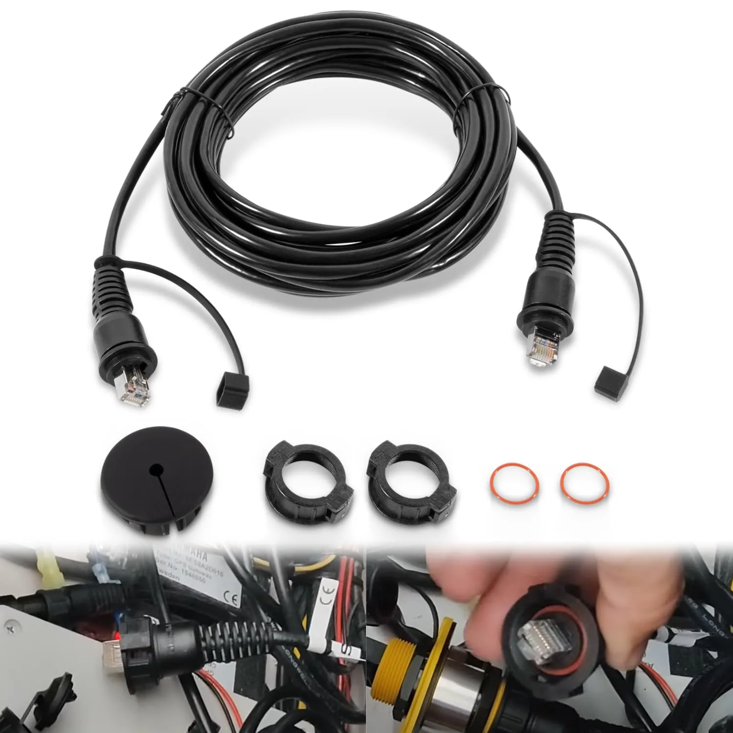 010-10551-00 Marine Network Cable,GMS 10 Cable 20 Feet with Split Connector and Waterproof Cap for Marine RJ45 Compatible with Garmin Navigation Screen Devices