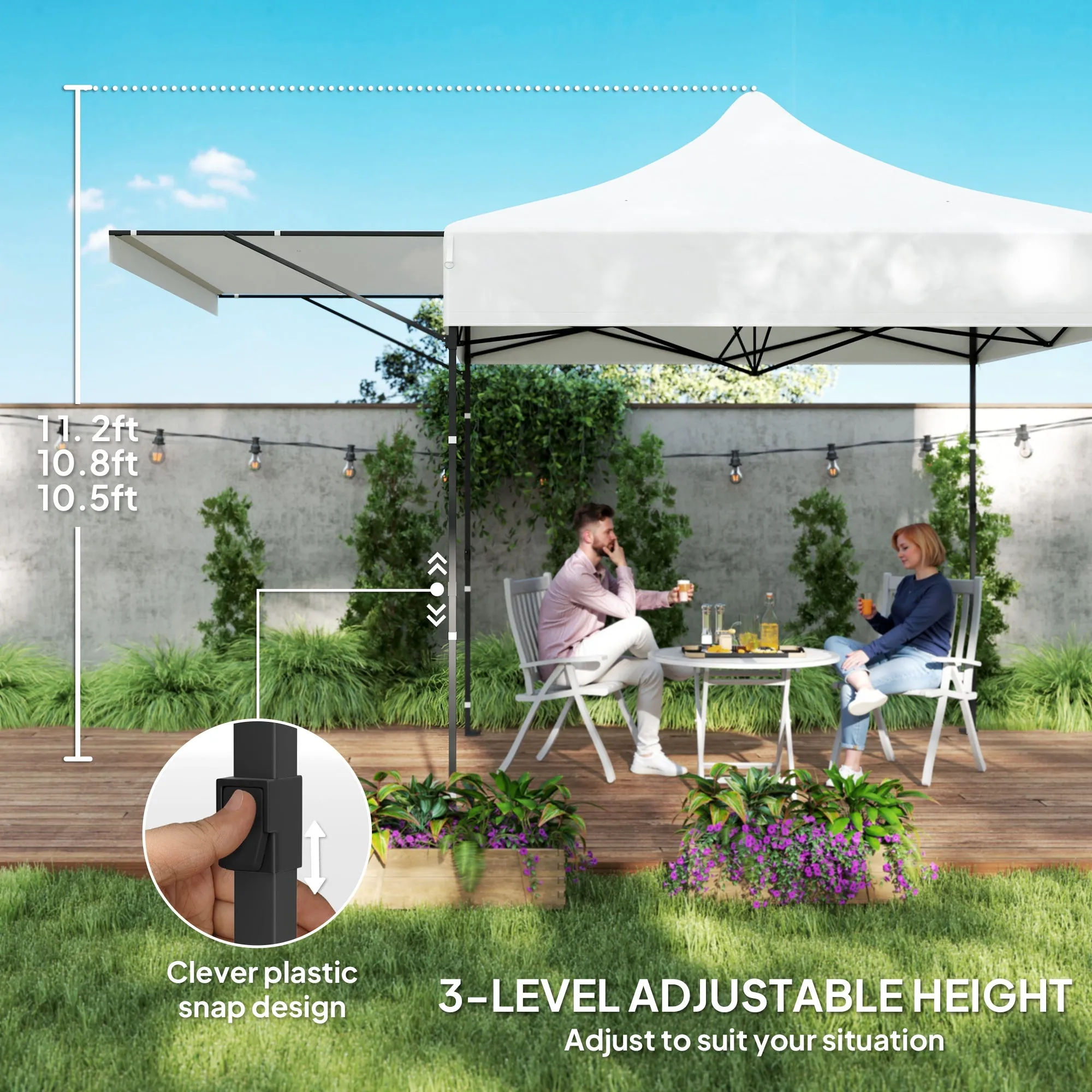 10' x 10' Pop-Up Canopy with Sidewalls, Height Adjustable Sun Shelter with Wheeled Bag and Sand Bags