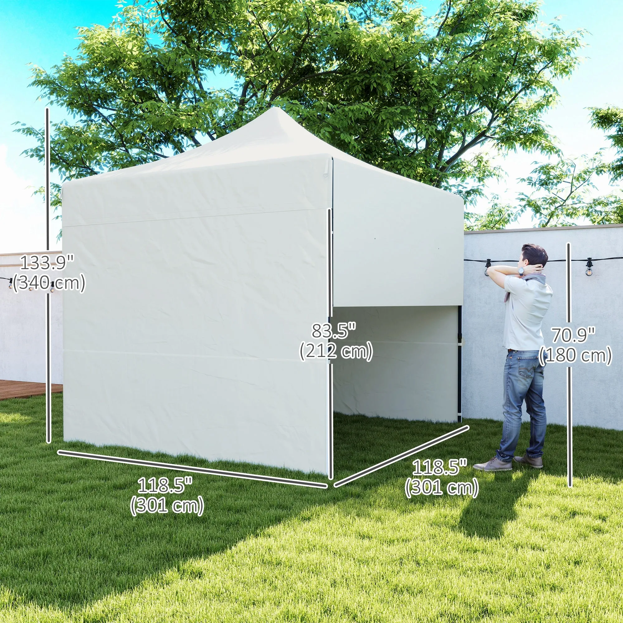 10' x 10' Pop-Up Canopy with Sidewalls, Height Adjustable Sun Shelter with Wheeled Bag and Sand Bags