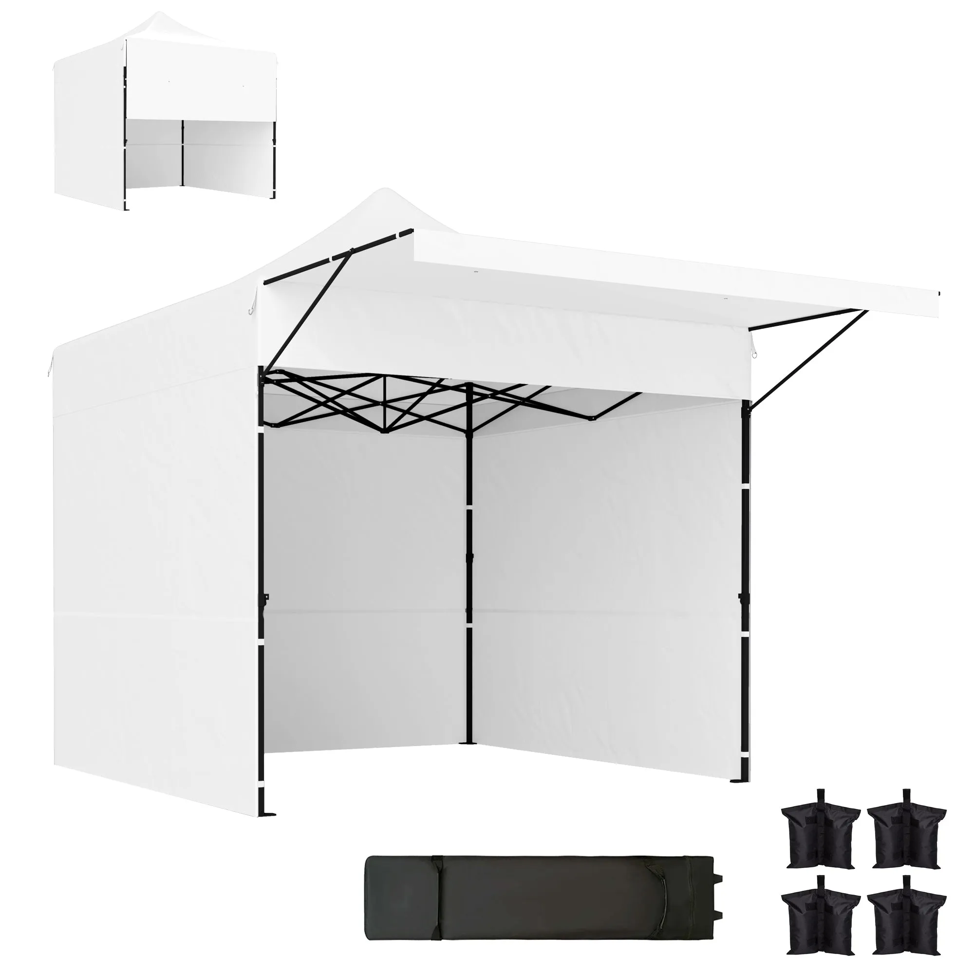 10' x 10' Pop-Up Canopy with Sidewalls, Height Adjustable Sun Shelter with Wheeled Bag and Sand Bags