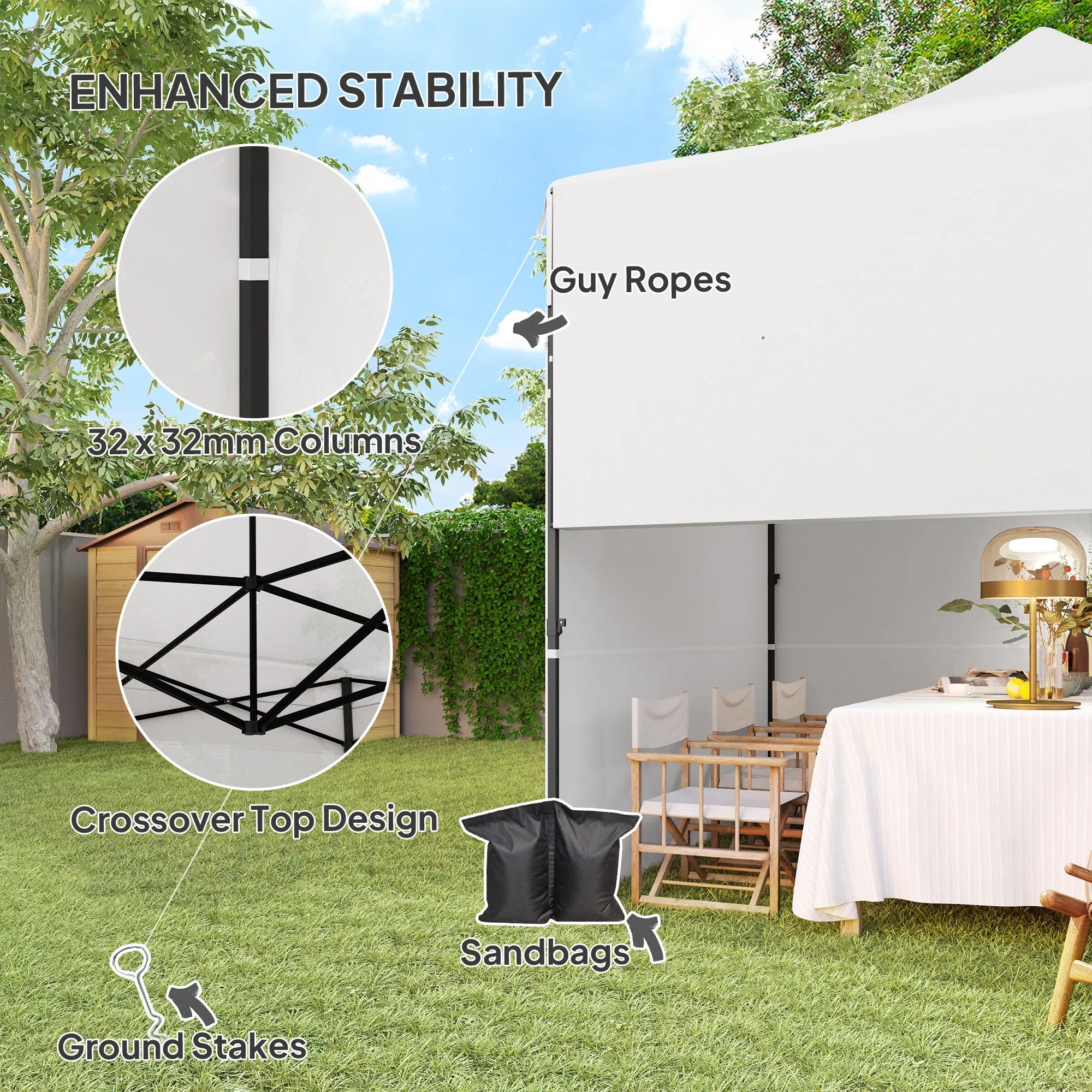 10' x 10' Pop-Up Canopy with Sidewalls, Height Adjustable Sun Shelter with Wheeled Bag and Sand Bags