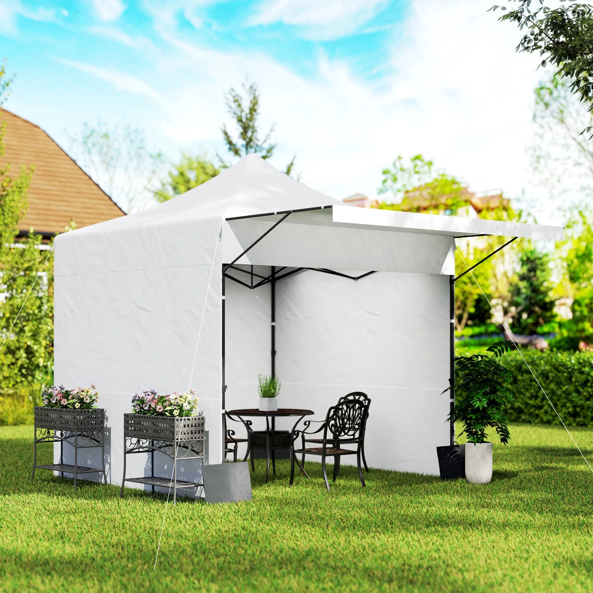10' x 10' Pop-Up Canopy with Sidewalls, Height Adjustable Sun Shelter with Wheeled Bag and Sand Bags