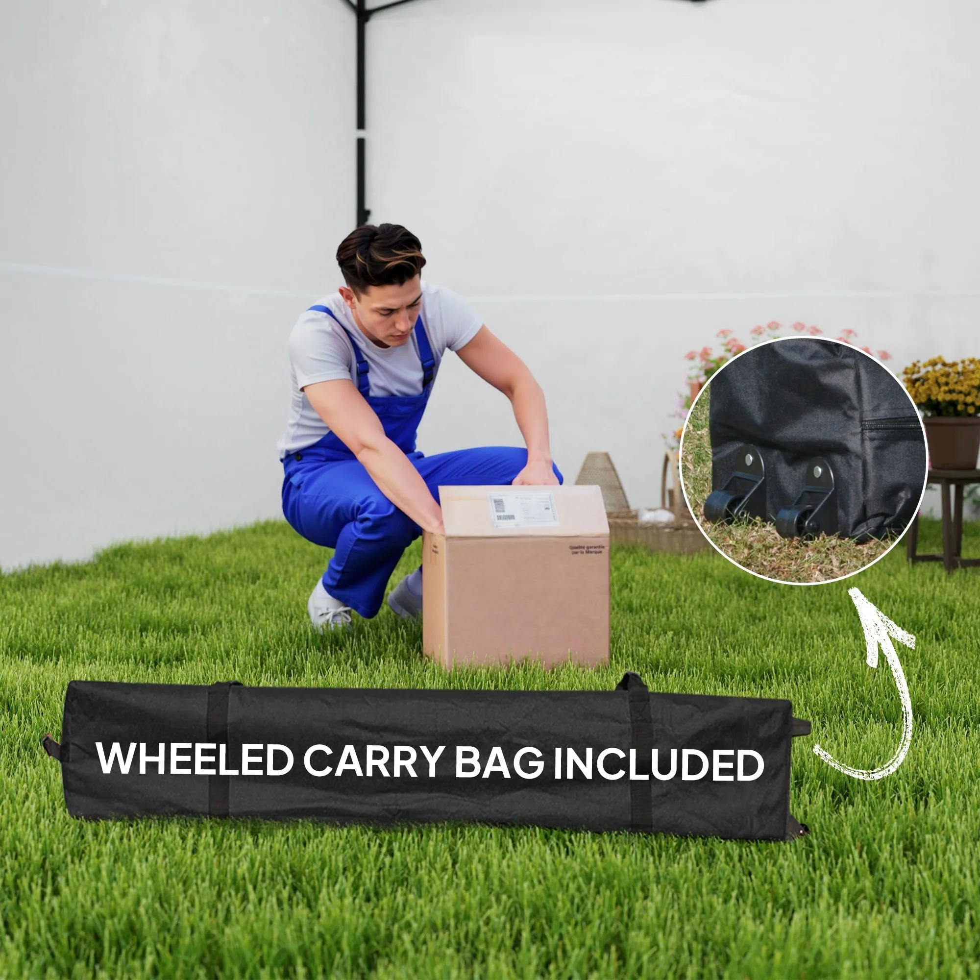 10' x 10' Pop-Up Canopy with Sidewalls, Height Adjustable Sun Shelter with Wheeled Bag and Sand Bags