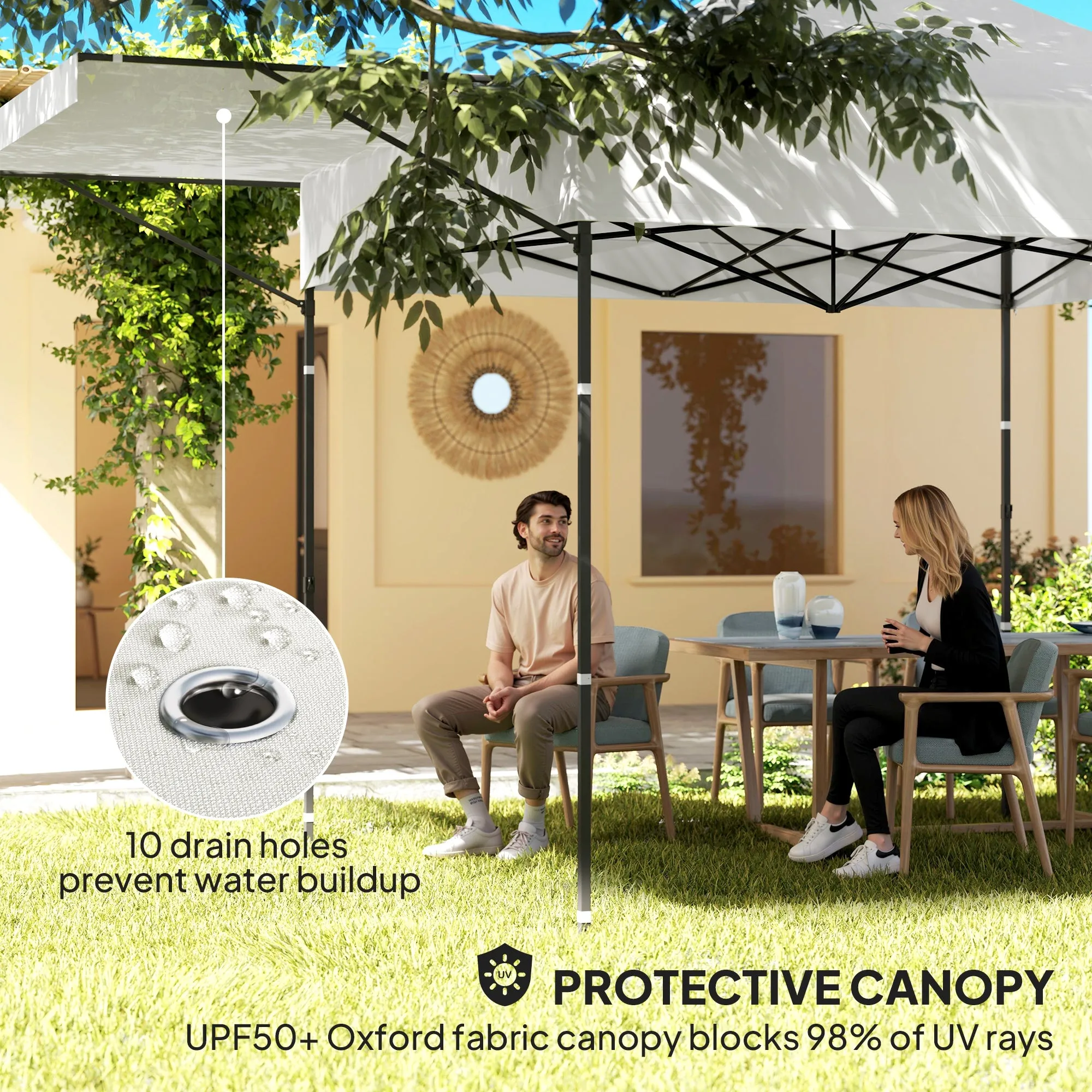10' x 10' Pop-Up Canopy with Sidewalls, Height Adjustable Sun Shelter with Wheeled Bag and Sand Bags