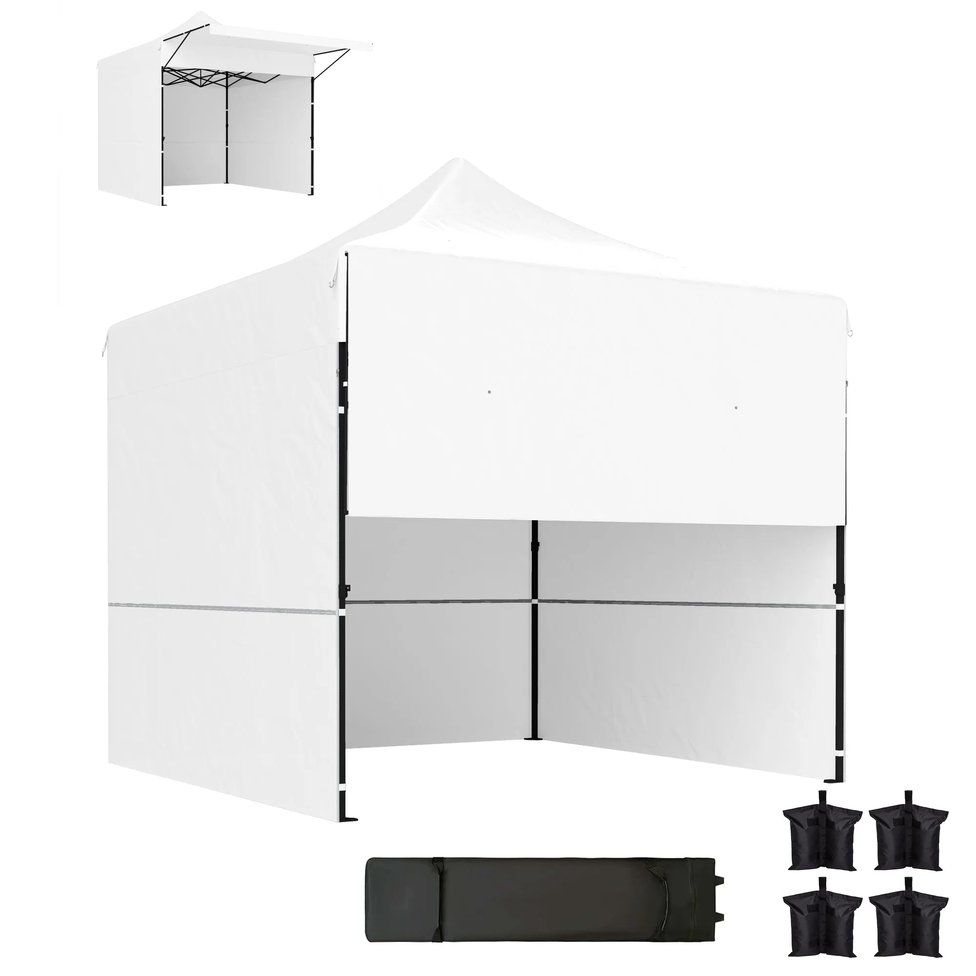 10' x 10' Pop-Up Canopy with Sidewalls, Height Adjustable Sun Shelter with Wheeled Bag and Sand Bags