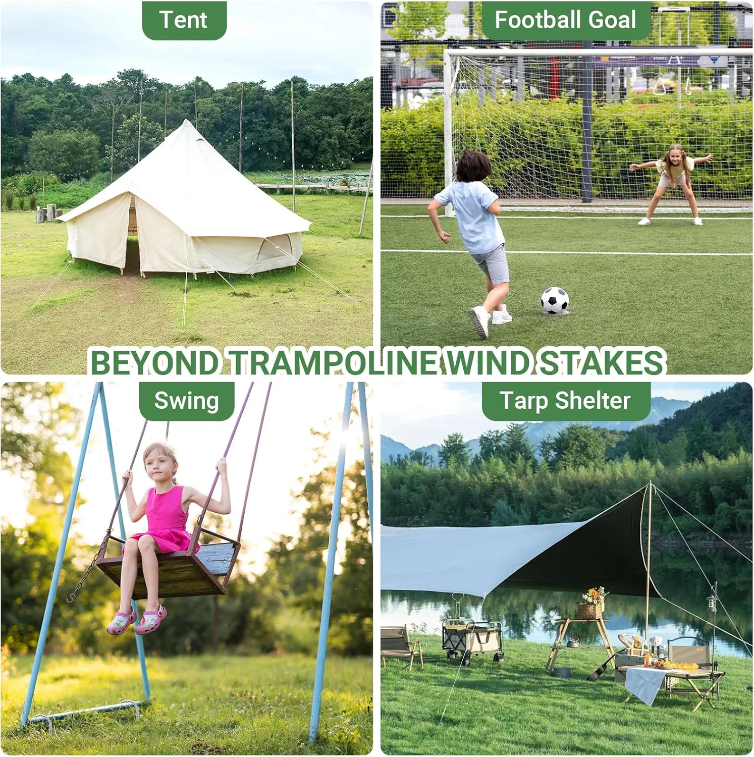 12 INCH 12 Pack Trampoline Stakes, U Shaped Ground Anchors Wind Stakes, Heavy Duty Trampoline Parts, Steel Stakes for Trampolines, Outdoor Canopies, Camping Tents and Football Goals, Silver