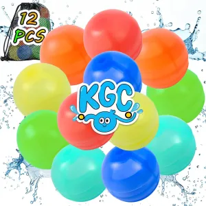 12 PCS Reusable Water Balloons, Self Sealing Silicone Water Bomb with Mesh Bag, Quick Fill Water Splash Ball for Outdoor Activities, Summer Toys Swimming Pool Party Supplies Bath Toy Gift