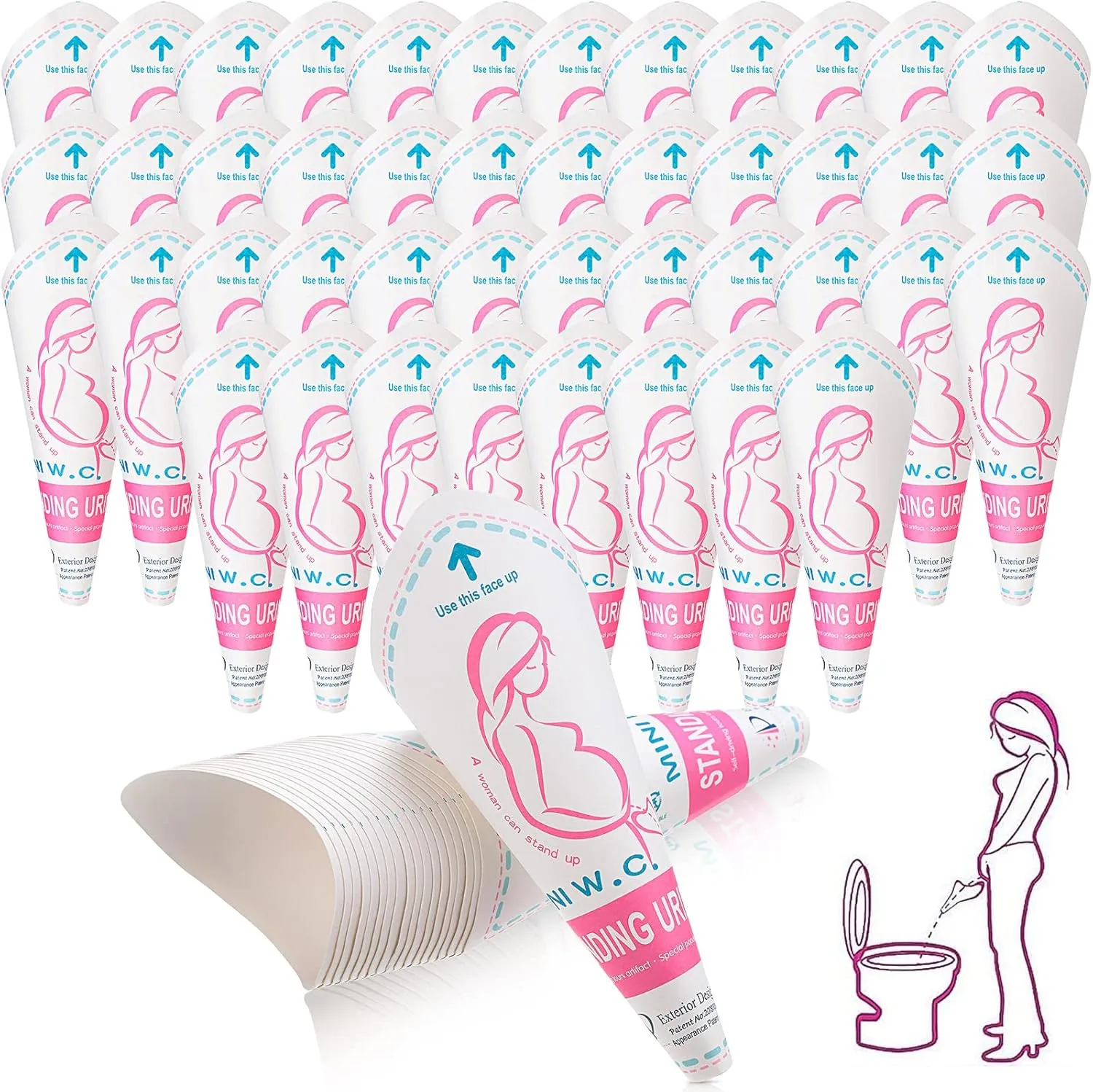120 Pcs Disposable Female Urination Device Portable Women Urinal Funnel Waterproof Female Urinal Standing Pee Funnel for Women Travel Pee Cup Urine Pocket Toilet for Camping Hiking Travel Pregnant