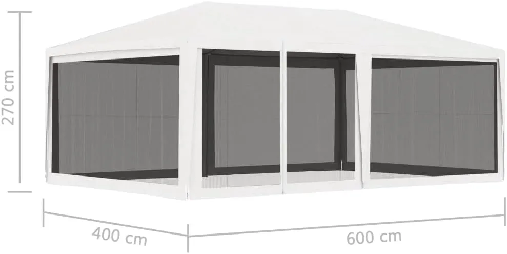 13.1'x19.7' White Party Tent with 4 Mesh Sidewalls, Heavy Duty Iron Frame & PE Roof Canopy Tent for Outdoor Events, Weddings, BBQs, Backyard Gatherings