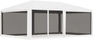 13.1'x19.7' White Party Tent with 4 Mesh Sidewalls, Heavy Duty Iron Frame & PE Roof Canopy Tent for Outdoor Events, Weddings, BBQs, Backyard Gatherings