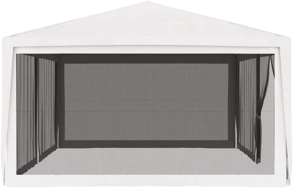 13.1'x19.7' White Party Tent with 4 Mesh Sidewalls, Heavy Duty Iron Frame & PE Roof Canopy Tent for Outdoor Events, Weddings, BBQs, Backyard Gatherings