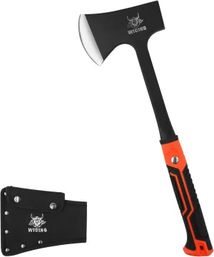 17" Hatchet, Camping Axe 1065 High Manganese Steel & Non-Slip Shock-Absorbing Grip with Nylon Sheath