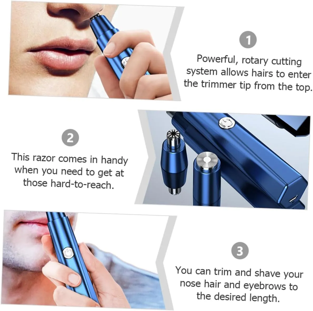 1set Nasal Hair Trimmer and Beard Clipper Removal Device for Ears Sideburns and Facial Precision Trimming Rotary Design