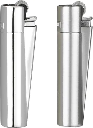 1X Clipper Metal Lighter(CP11) - Assorted Silver Color Bundles with KATZONE Silicone Protective Sleeve   Extra Flint System