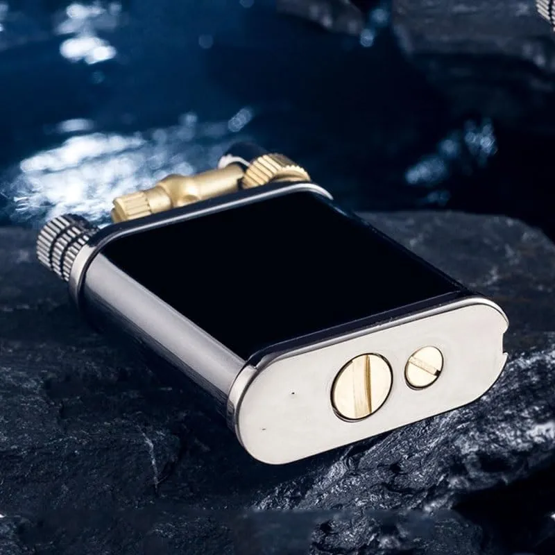 2 in 1 Vintage Kerosene Lighter Permanent Match Lighter Trench Lighter Soft Flame Antique Brass Rocker Arm Flint Wheel Cool Kerosene Lighter Classic Gift for Men(Gold)
