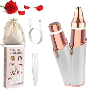 2-in-1 Women's Eyebrow and Facial Hair Removal Device, Electric Eyebrow Trimmer and Face Shavers, Facial - Eyebrow Hair Remover for Women (1 Set B)