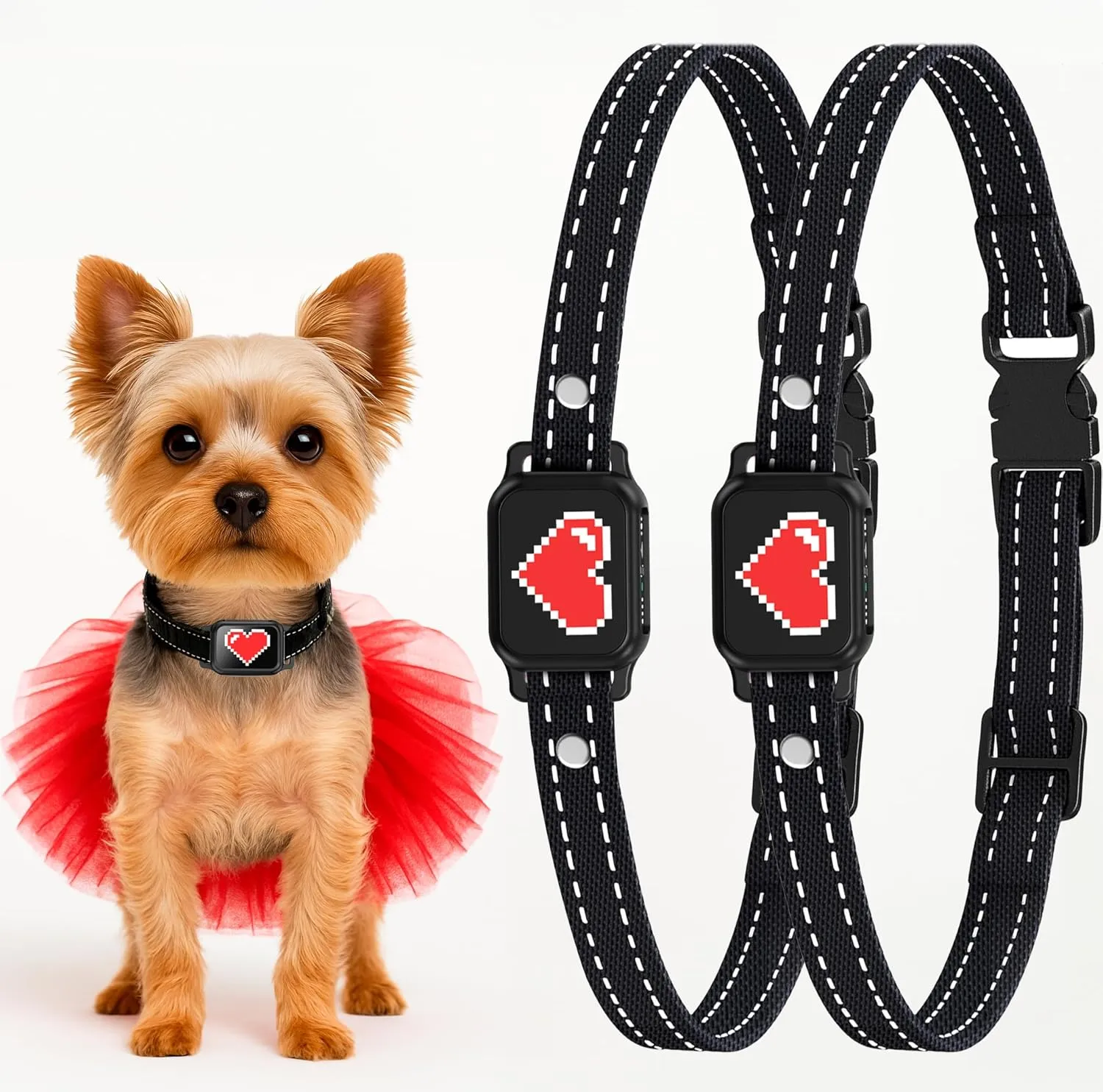 2 Pack Bark Collar for Small Dogs 5-15 lbs with Magnetic Charging – No Shock, 3 Beep & Vibration Modes, 5 Sensitivity Levels – Humane Stop Anti-Barking Device – Dog Training Bark Collar (Black/RH)