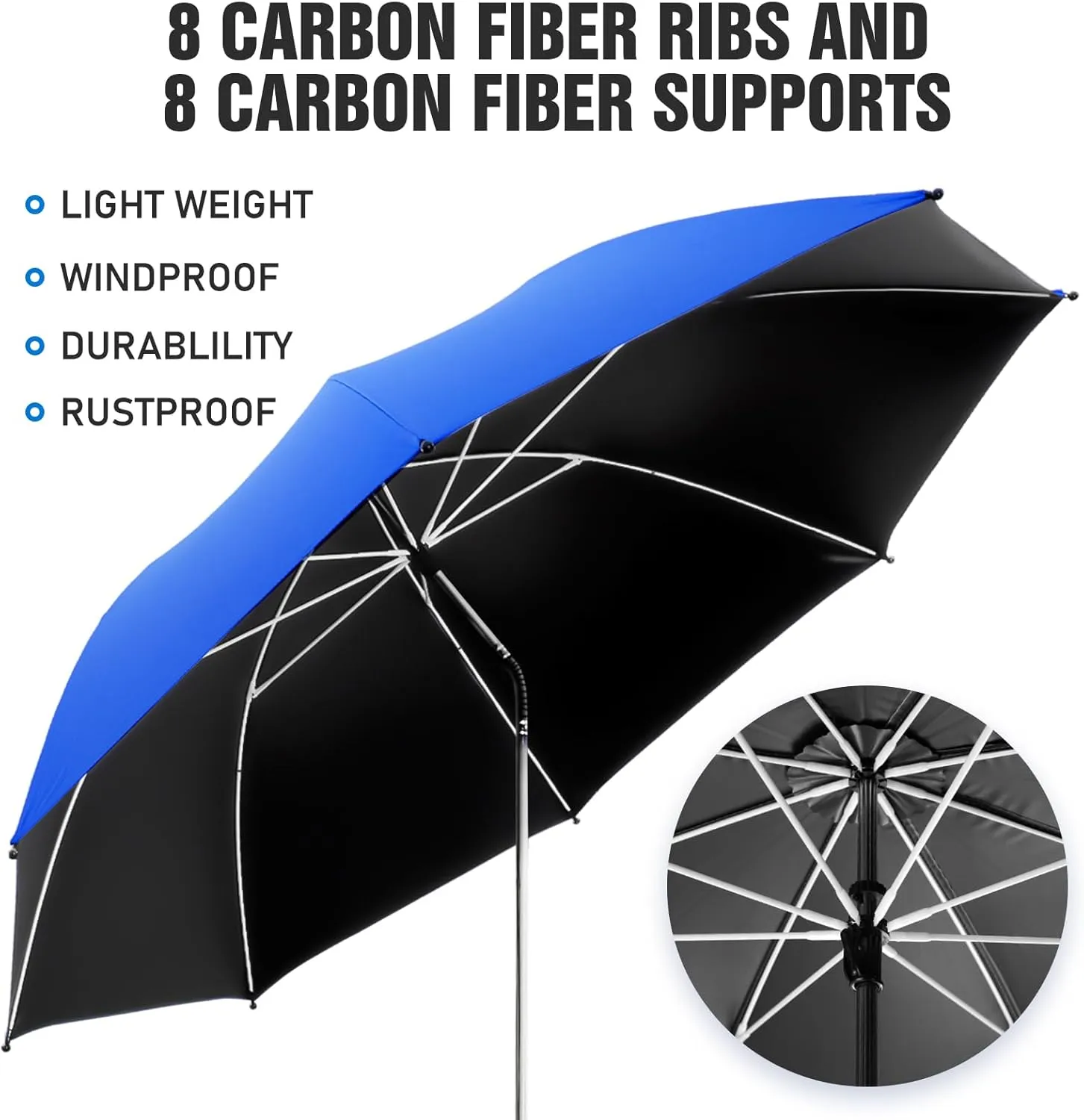 2 PACK Beach Umbrella with Clamp, 360 ° Adjustable Umbrellas for Chair, UPF50  Umbrella for Beach Chair, Patio Chair, Wheelchair, Camping Chair, Golf Carts (Chair Not Included)