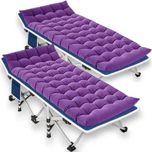 2 Pack Camping Cot with Mattress Comfortable Folding Bed for Adults Cot Bed Cots for Sleeping with Carry Bag Guest Bed Easy to Install Heavy Duty Outdoor Indoor