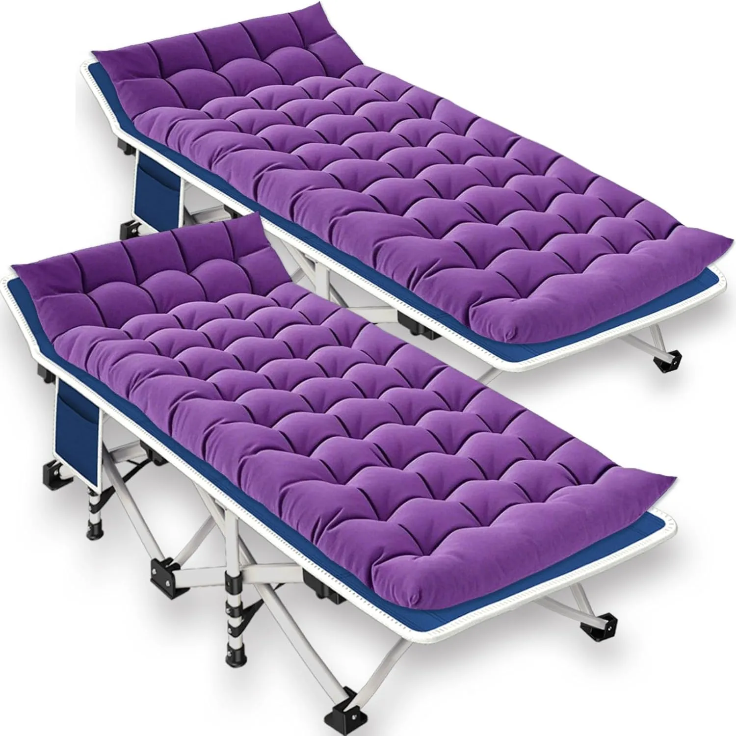 2 Pack Camping Cot with Mattress Comfortable Folding Bed for Adults Cot Bed Cots for Sleeping with Carry Bag Guest Bed Easy to Install Heavy Duty Outdoor Indoor