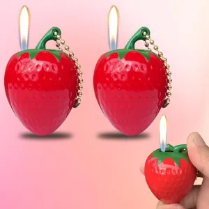 2 Pack Pink Red Strawberry Jet Torch Lighter,Refillable and Adjustable Lighters,Jet Flame Windproof Butane Torch Lighter,Cool,Birthday, Outdoor,BBQ,Candles (No Methane Gas)
