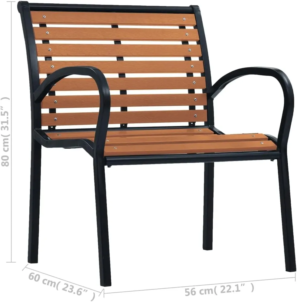 2-Pack Stackable Patio Chairs Outdoor with Steel Frame and WPC Slats Black Brown for Garden Patio Beach Camping and Outdoor Living Spaces Durable Weather-Resistant Easy to Clean