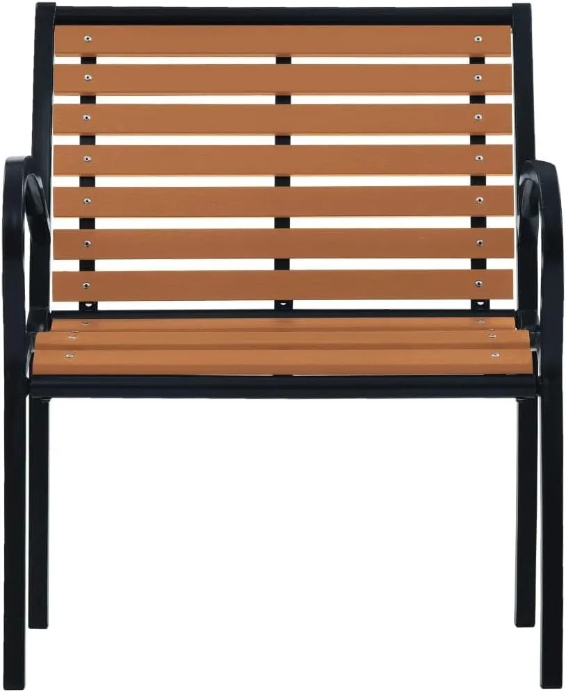 2-Pack Stackable Patio Chairs Outdoor with Steel Frame and WPC Slats Black Brown for Garden Patio Beach Camping and Outdoor Living Spaces Durable Weather-Resistant Easy to Clean