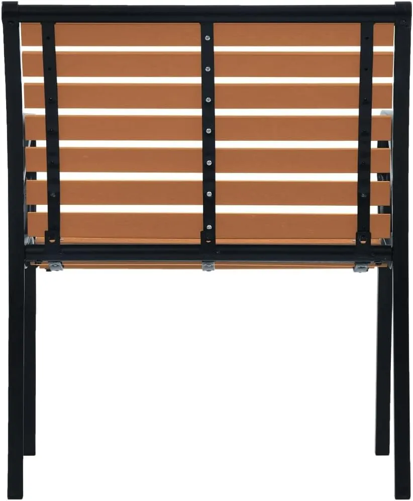 2-Pack Stackable Patio Chairs Outdoor with Steel Frame and WPC Slats Black Brown for Garden Patio Beach Camping and Outdoor Living Spaces Durable Weather-Resistant Easy to Clean