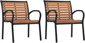 2-Pack Stackable Patio Chairs Outdoor with Steel Frame and WPC Slats Black Brown for Garden Patio Beach Camping and Outdoor Living Spaces Durable Weather-Resistant Easy to Clean