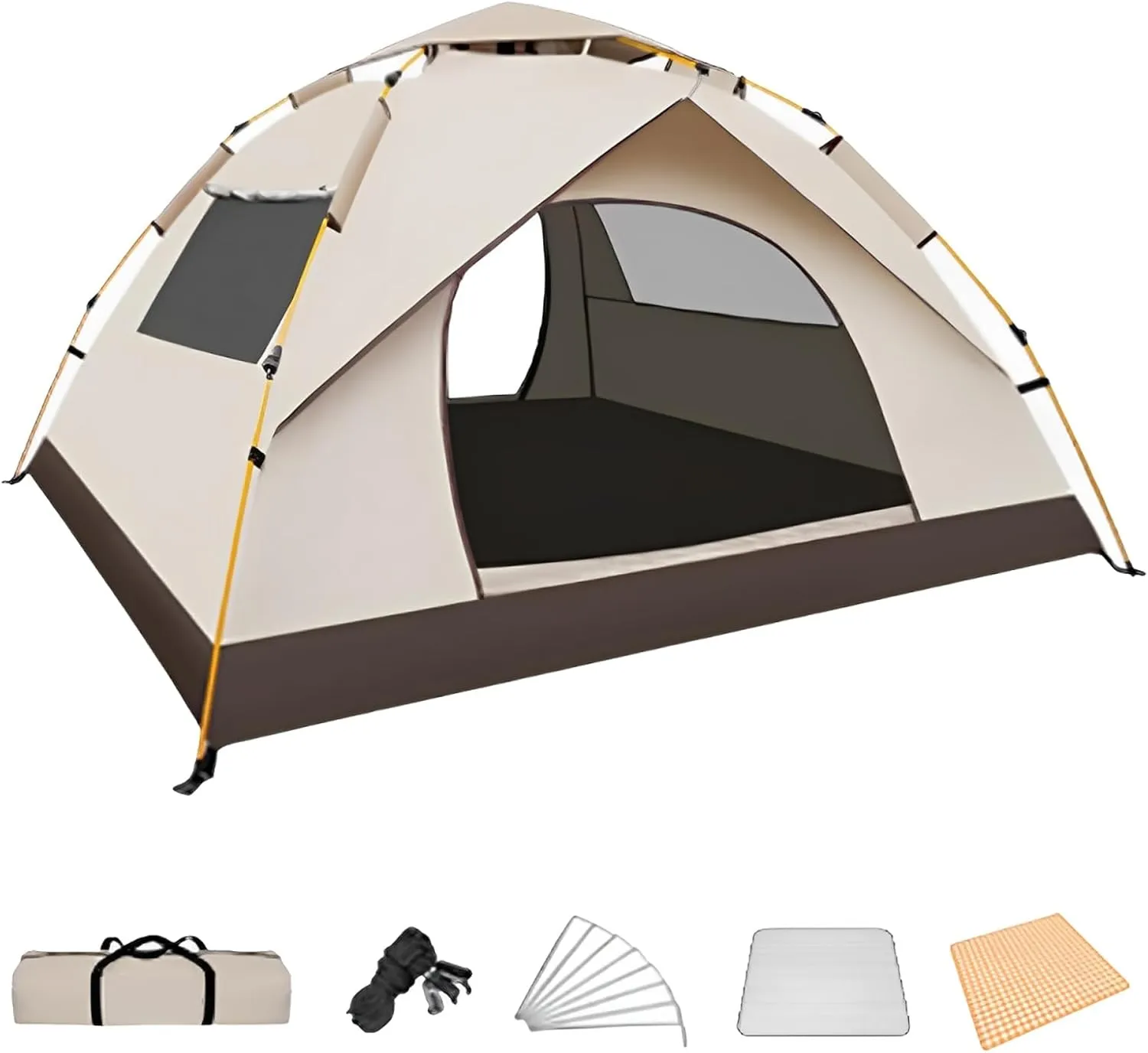 2 Person Tent Tents for Camping Backpacking Tent Spacious Space Folding Lock Design Large Mesh Side Windows for Camping Hiking Traveling (no Need to Build)