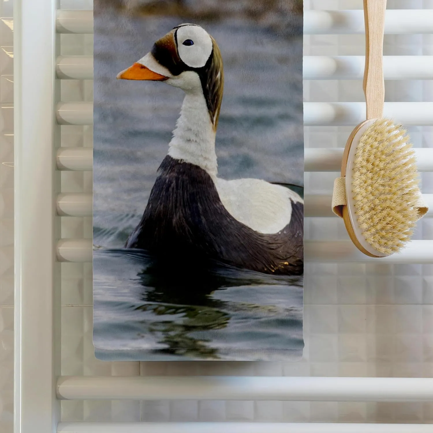 22x30 Bath Hand Pool Towel - Spectacled Eider Duck, Tundra Pond, Alaska, USA - US02 HRO0724 - Hugh Rose Ducks