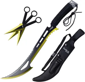 27" Fixed Blade Machete with 3 Fixed Blade Knives Set. for Collection, Gift, Outdoor Sports