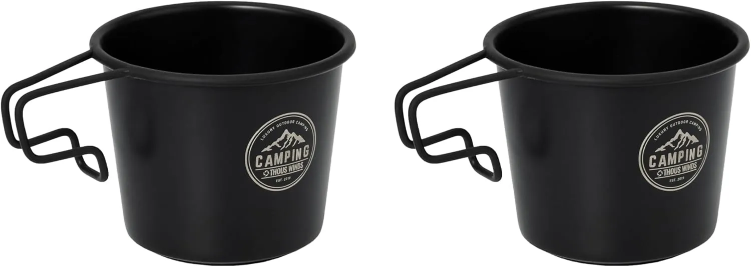 2pcs Stainless Steel Camping Sierra Cup 350ml, Black
