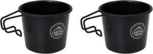 2pcs Stainless Steel Camping Sierra Cup 350ml, Black