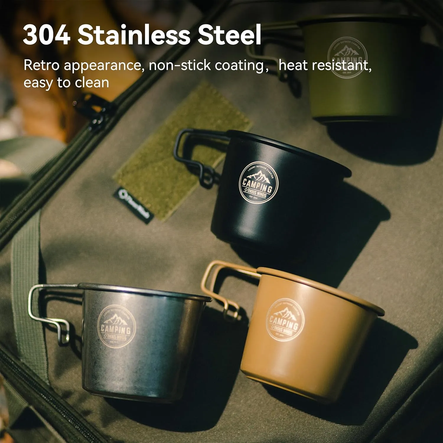 2pcs Stainless Steel Camping Sierra Cup 350ml, Black
