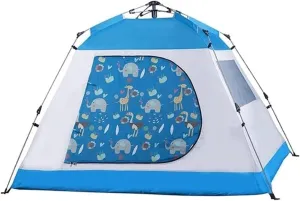 3-4 People Family Tent, Automatic Quick-Opening Camping Tent, Rainproof Sunscreen Beach Tents Outdoor Tent Tents for Camping (Blue 210X210X145cm)