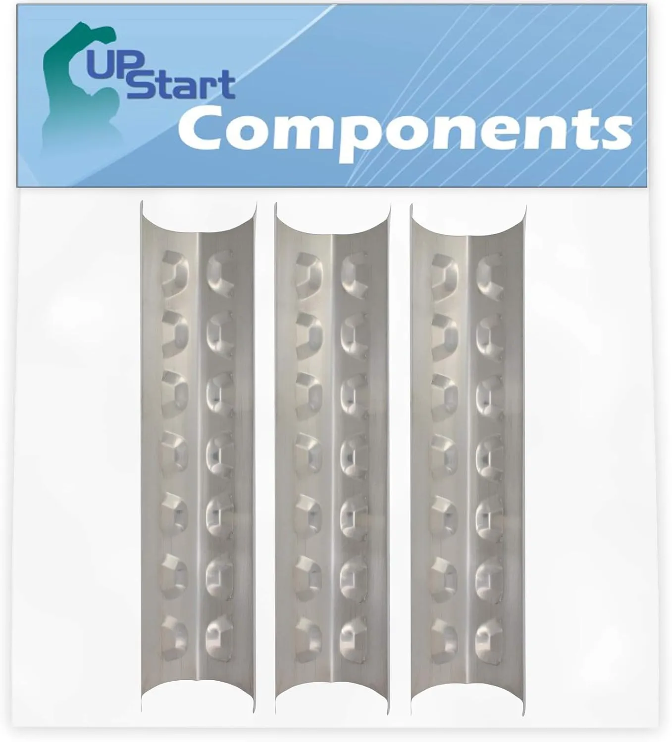 3-Pack BBQ Grill Heat Shield Plate Tent Replacement Parts for Charmglow 810-8410-F - Compatible Barbeque Stainless Steel Flame Tamer, Guard, Deflector, Flavorizer Bar, Vaporizer Bar, Burner Cover