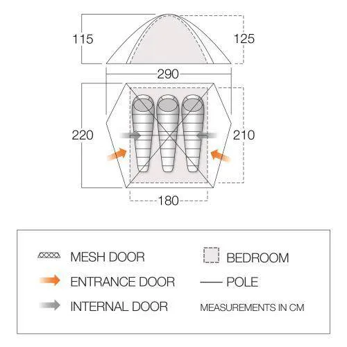 3 Person Dome Tent - Kruger 300- 5.50kg by Vango