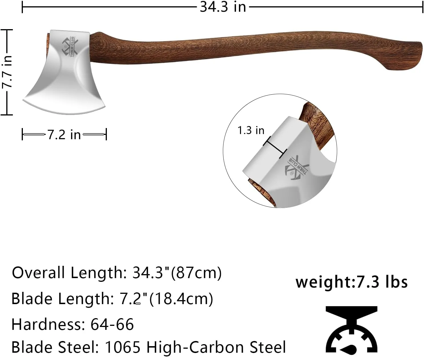 34.3 Inch Professional Wood Splitting Axe, Wood Chopping Axe with Leather Sheath, Standing Ax, Tree Felling Ax, Springboard Ax, Sporting Axse, Racing Axes for Timbersports - Head 5.5lbs