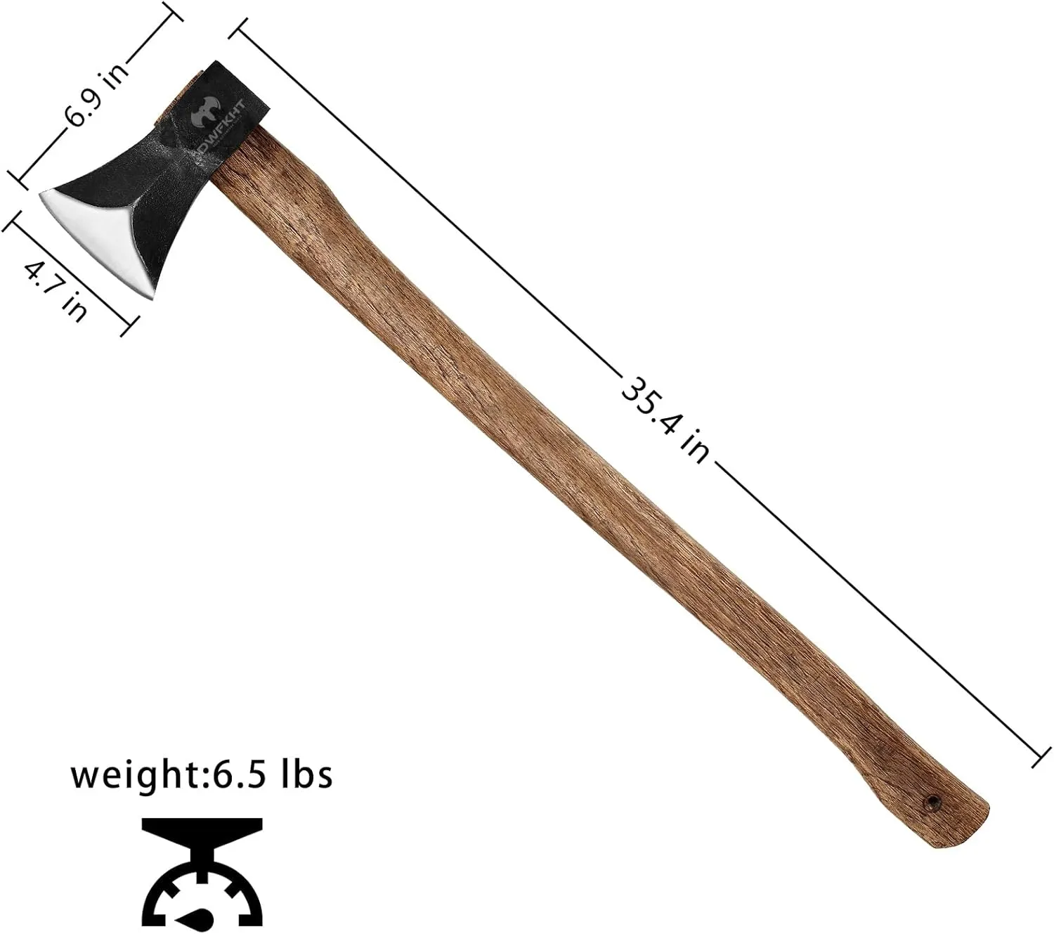 35.4" Splitting Axe, Wood Splitting Axe for Medium to Large Size Logs, 1065 High Carbon Steel Chopping Axe with Beech Wooden Handle and Leather Sheath for Chopping Firewood - Head 4.3 lbs