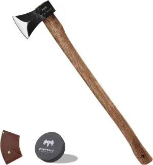 35.4" Splitting Axe, Wood Splitting Axe for Medium to Large Size Logs, 1065 High Carbon Steel Chopping Axe with Beech Wooden Handle and Leather Sheath for Chopping Firewood - Head 4.3 lbs