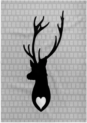 3dRose 22x30 Bath Hand Pool Towel - Black Gray and White Stag Design Designs