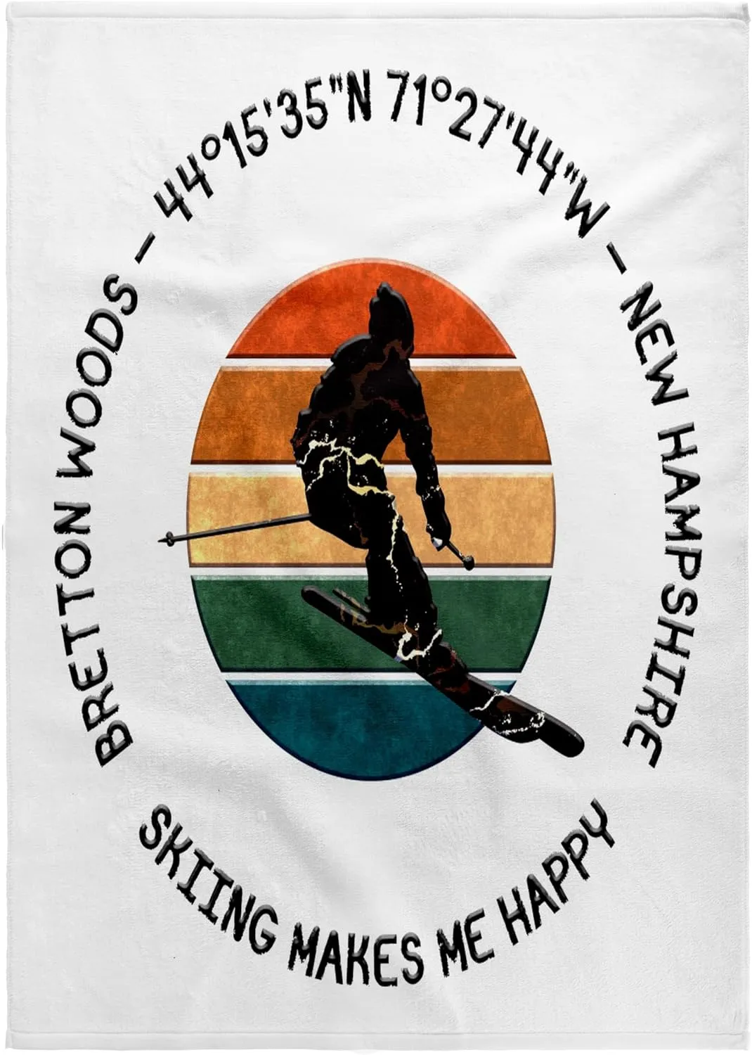 3dRose 22x30 Bath Hand Pool Towel - Bretton Woods, New Hampshire. Man Skier on White. Alpine ski, USA Alexis Design - American Skiing Places