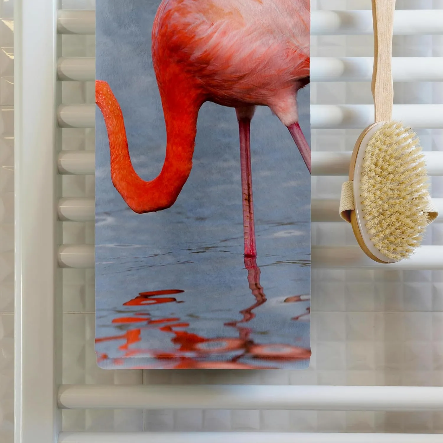 3dRose 22x30 Bath Hand Pool Towel - Ecuador, Galapagos, Floreana, Punta Cormoran, Greater Flamingo Feeding Birds