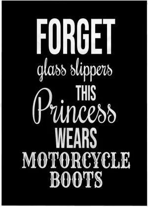 3dRose 22x30 Bath Hand Pool Towel - Forget Glass Slippers This Princess Wears Motorcycle Boots on Black. Stamp City - Typography