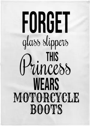 3dRose 22x30 Bath Hand Pool Towel - Forget Glass Slippers This Princess Wears Motorcycle Boots on White. Stamp City - Typography