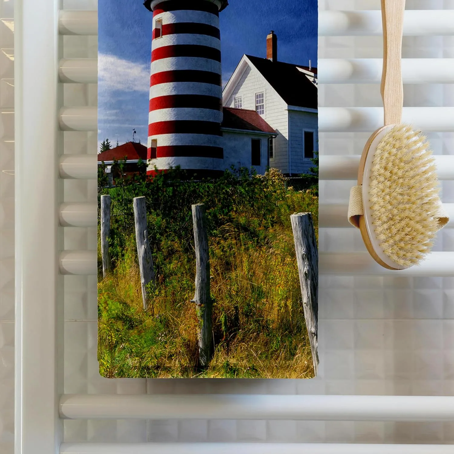 3dRose 22x30 Bath Hand Pool Towel - Maine, Lubec. West Quoddy Head Lighthouse - US20 BJA0007 - Jaynes Gallery Lighthouses