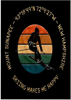 3dRose 22x30 Bath Hand Pool Towel - Mount Sunapee, New Hampshire. Man Skier. Yellow, Black. Alpine Skiing Alexis Design - American Skiing Places
