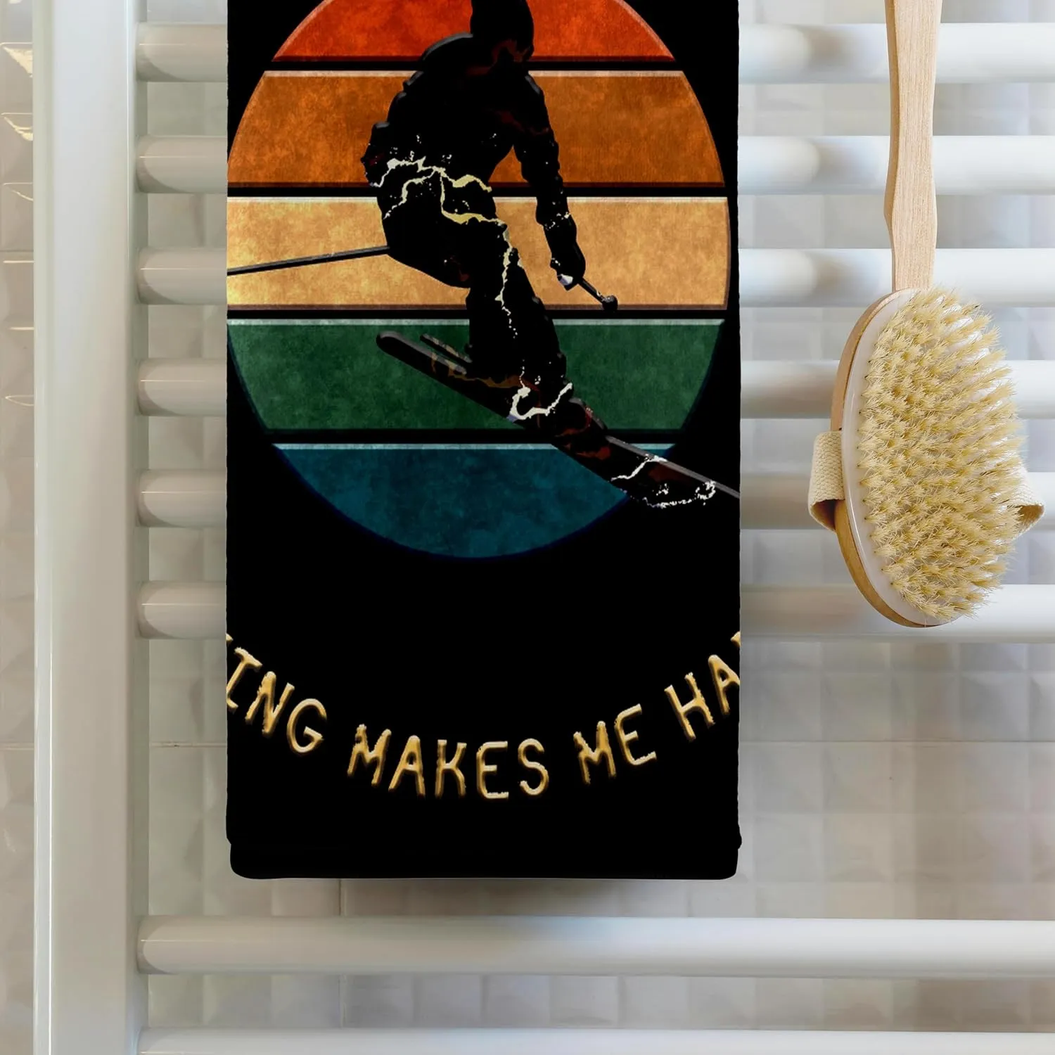 3dRose 22x30 Bath Hand Pool Towel - Willamette Pass, Oregon. Man Skier. Yellow, Black. Alpine Skiing Gift Alexis Design - American Skiing Places